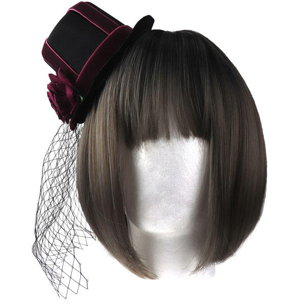 送料無料 カチューシャ ミニハット ヴェール 薔薇 バラ コスプレ ハロウィン ヘアアクセサリー 仮装 ヘ..