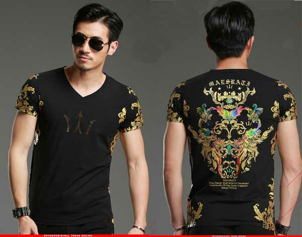 楽天FRABELL【楽天SS対象商品10％OFF】 お得なクーポン配布中 送料無料 Tシャツ 半袖 メンズ 夏 コーデ デザイン デザイン プリント かっこいい おすすめ ブラック 黒 ゴールド 金