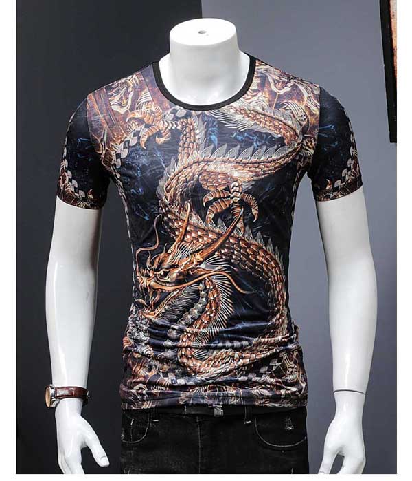 楽天FRABELL【楽天SS対象商品10％OFF】 お得なクーポン配布中 送料無料 Tシャツ 半袖 メンズ 夏 コーデ デザイン デザイン プリント かっこいい おすすめ ブラック 黒 竜 ドラゴン