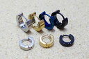 送料無料 両耳用 色選択可 ステンレス シンプル リングピアス メンズピアス レディース ピアス パンク ブラック シルバー ブルー ゴールド