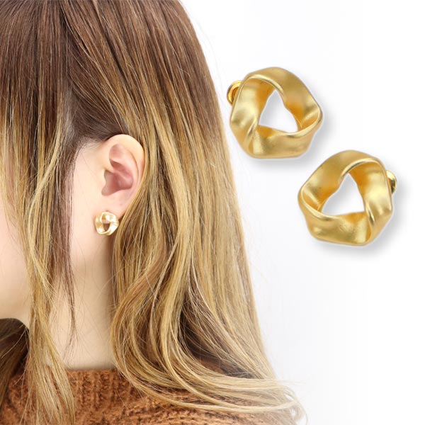 Rakuten - 送料無料 ねじり スパイラル ウェーブ螺旋 ピアス レディース ピアス ゴールド 両耳用 プレゼント ユニーク