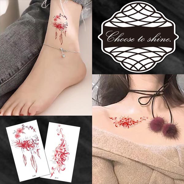 タトゥーシール 30枚セット 2タイプ シールタイプ 花 桜 ハート 彼岸花 タトゥー ボディーアート ステッカー 刺青 CYREAM 送料無料
