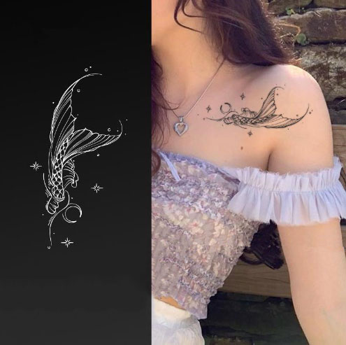 2枚セット ジャグアタトゥー タトゥーシール ボディーアート 人魚 マーメイド ワンポイント フェイクタトゥー ステッカー 刺青 CYREAM 送料無料