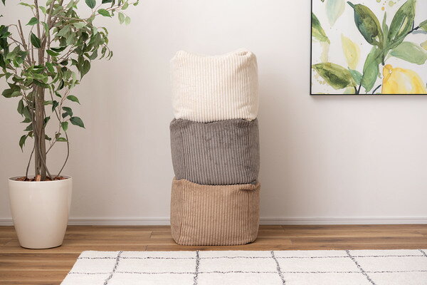 クッション ビーズクッション 母の日 ミニビーズクッション コーデュロイ キューブ型 四角 カバーロング ダブルファスナー マイクロビーズ 持ち運び 軽い コンパクト シンプル ナチュラル ホワイト ベージュ グレー ネイビー 新生活 東谷《os》 ギフト [3]