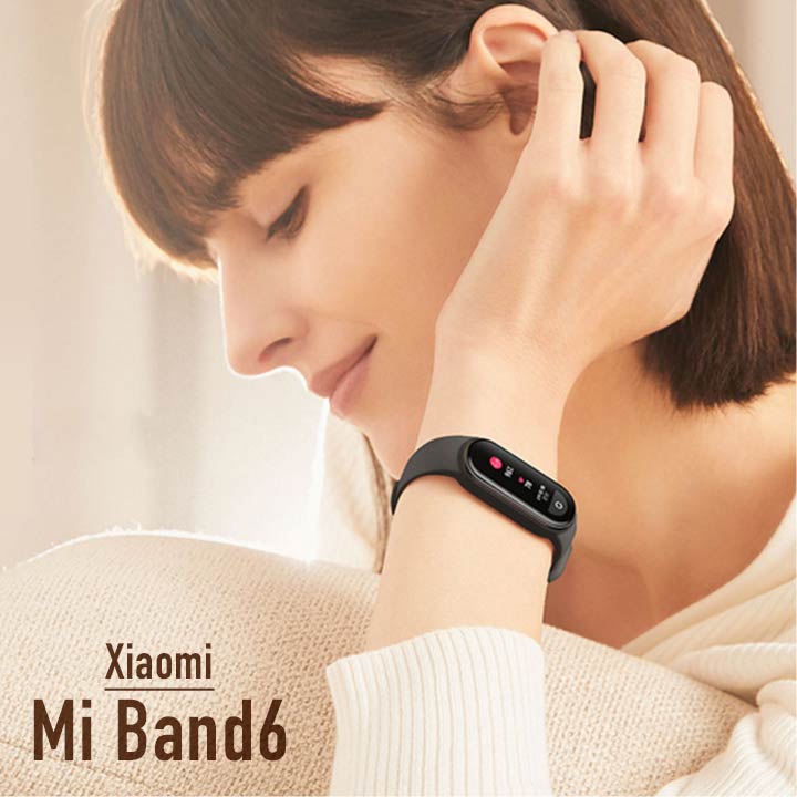 2021最新版XiaomiMiBand6グローバル版スマートウォッチ活動量計歩数計心拍計睡眠モニター30種類スポーツモードメッセージ表示音楽操作天気予報黒ベルト日本語簡単説明書付き六カ月保証