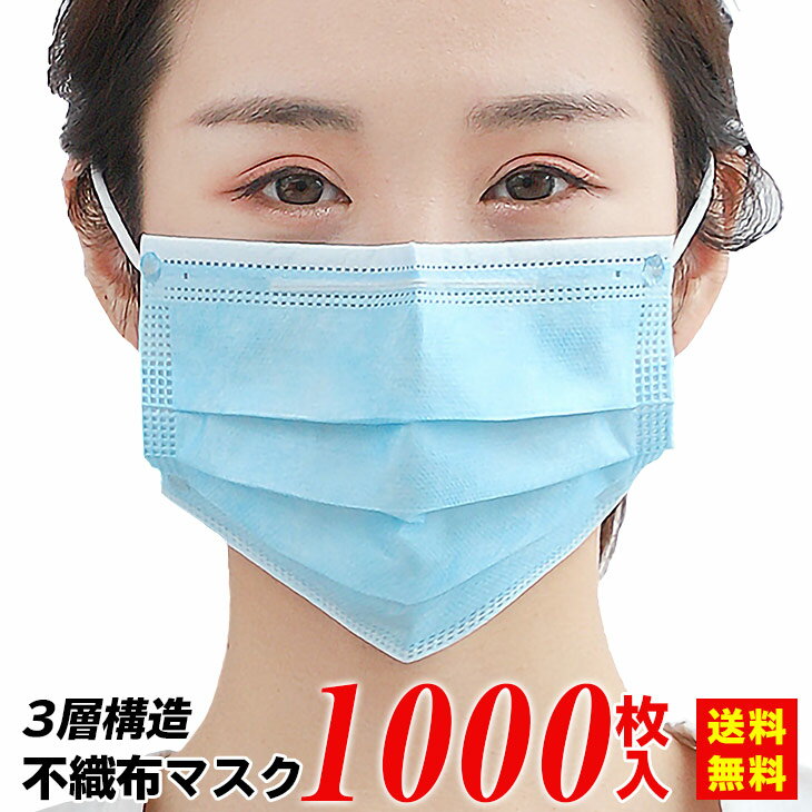 マスク1,000枚セット【在庫あり 3−5日順次発送】 3層構造不織布 3D立体加工 mask レギュラーサイズ 男女兼用 キャンセル不可 配達指定日不可 防護 花粉症 花粉 ほこり ウイルス ますく 高密度フィルター プリーツ ノーズワイヤー 転売禁止