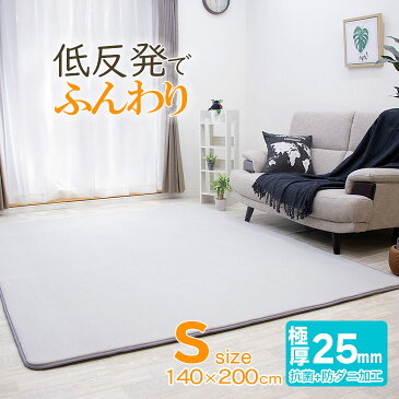【抗菌 防ダニ】低反発 ラグ 極厚25mm 140×200cm ラグ 厚手 滑り止め マット カーペット ホットカーペット対応 リビング 夏用