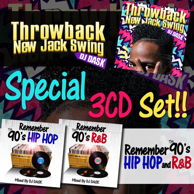 DJ DASKのNEWシリーズの第1弾【Throwback New Jack Swing】と、90年代HIP HOPとR&Bの歴史がふんだんに詰まったDJ DASK極上の「REMEMBER」シリーズが3枚セットになりました！ 今なお色褪せず愛され続けている90年代のHIP HOPとR&BのCLASSIC！！ そして80年代後半から90年代中盤にかけて、世界中で一世を風靡したご機嫌な『NEW JACK SWING』ベスト!!! 衝撃の3タイトルを￥3480でゲットできます!!! HIPHOP、R&Bが世界中に根を張り花を開き始めた90年代の超名曲、 今なお色褪せず愛され続けている90年代の超名曲をMIX!!! 正にベストオブHIP HOP and R&B CLASSICS!!! 弾けるスネア、軽快なスピード感に世界中のダンサー達が踊りまくった時代がここにあります！ 当時から第一線で活躍しているDASKだからこその選曲は、心も体も踊りだす最高に心地良いMIX!! 完全数量限定販売となります！お早めにご購入くださいませ♪ 各タイトル詳細は商品ページをご覧ください。 ↓↓↓↓↓↓↓↓↓↓↓↓ DJ DASK / Throwback New Jack Swing [DKCD-259] DJ DASK / REMEMBER THE 90’s R&B [DKCD-242] DJ DASK / REMEMBER THE 90’s HIP HOP [DKCD-246] 発売日　2017年4月14日【ベストオブ90’s HIP HOP and R&B CLASSICS + NJSベストのスペシャルセット3枚組!!】【 MIX CD 】 DJ DASK / REMEMBER THE 90’s HIP HOP and R&B + NJS BEST 3CD SET / DK9SET-02 ↓↓↓↓↓↓↓こちらもオススメ！！↓↓↓↓↓↓↓ 【ニュージャックスウィングベストのスペシャルセット3枚組!!】DJ DASK / BEST OF NEW JACK SWING 3CD SET [DKNSET-01] 【MIXCD】 好評発売中♪ DJ DASKのNEWシリーズの第1弾【Throwback New Jack Swing】と、2009年、2010年に発売され売切れだった「THE BEST OF NEW JACK SWING VOL.1＆2」が3枚セットになりました！ 80年代後半から90年代中盤にかけて、世界中で一世を風靡したご機嫌な『NEW JACK SWING』ベスト3枚組!!! 衝撃の3タイトルを￥3980でゲットできます!!! 弾けるスネア、軽快なスピード感に世界中のダンサー達が踊りまくった時代がここにあります！ もはや説明不要ですね♪ 【ニュージャックスウィングベストのスペシャルセット3枚組!!】DJ DASK / BEST OF NEW JACK SWING 3CD SET [DKNSET-01] 【MIXCD】の商品詳細 &nbsp; DJ DASKのMIXCDをチェック♪♪♪