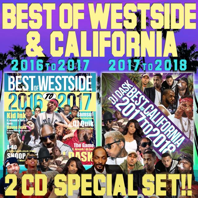 L.A.を知り尽くしたDJ DASKが2017年、そして2018年に続くCALIFORNIAベストを遂にドロップ!! 根強い人気を誇るウェッサイサウンドから2017年〜2016年のWEST SIDEベストもセットにした特別2枚組が数量限定でリリース！！ ウェッサイ新旧アーティストが入り乱れた2018年〜2016年のベストをDJ DASKが厳選MIXXXXX!! DASKのベストを合わせて買いたい！過去のベストも聞きたい！昔からの大ファンでとにかくコレクションしたい！！ 等々お客様からのご要望により超破格値で数量限定スペシャルセットが実現！！！ 完全数量限定販売となります！お早めにご購入くださいませ♪ 各タイトル詳細は商品ページをご覧ください。 ↓↓↓↓↓↓↓↓↓↓↓↓ DJ DASK / THE BEST OF CALIFORNIA 2017 to 2018 / DKCD-274 DJ DASK / THE BEST OF WESTSIDE 2016 to 2017 / DKCD-250 発売日　2017年11月30日【2018年〜2016年CALIFORNIA&WEST SIDEベスト2枚組セット!!】【 MIX CD 】 DJ DASK / THE BEST OF CALIFORNIA&WESTSIDE 2018 〜 2016 SPECIAL 2CD SET / DKWSET-06 ↓↓↓↓↓↓↓こちらもオススメ！！↓↓↓↓↓↓↓ 【超大人気ウエッサイクラシックスVol.5〜7 3枚組!!】DJ DASK / THE BEST OF WESTSIDE Vol.5〜7 3CD SET[DKWSET-05]【MIXCD】 好評発売中♪ LAの大物アーティスト達とも交流の深いDJ DASKが厳選した珠玉のウェッサイ名曲集、「THE BEST OF WESTSIDE」の最新メロウウェッサイVol.7とVol.5、6をセットにした豪華3枚組が数量限定で発売!! 日本人ウケ抜群のメロウ、スロー系の心地良いトラックを中心に、 コテコテのウェッサイやパーティーチューン等、確実に今後も受け継がれる名曲を収録!!!! L.A.を知り尽くしたDASKだからこそのこの選曲、構成、そしてスムースなMIXにヤラれること間違いなし!! 真のウェッサイ好きはもちろんウェッサイ初心者も惚れる必聴版の豪華3枚セット!!!! 【超大人気ウエッサイクラシックスVol.5〜7 3枚組!!】DJ DASK / THE BEST OF WESTSIDE Vol.5〜7 3CD SET[DKWSET-05]【MIXCD】の商品詳細 &nbsp; DJ DASKのMIXCDをチェック♪♪♪