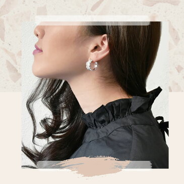 Silver925 フープリング ピアス/18KGP レース シンプル 人気 インフルエンサー インスタ おしゃれ アクセサリー ジュエリー かわいい 誕生日 プレゼント 女性/フリル