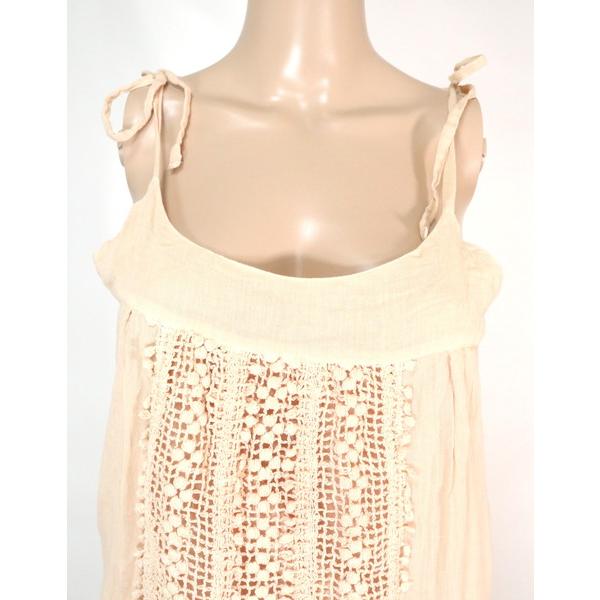 《お買い得》ステラフォレスト STELLA FOREST キャミソール ブラウス 透かし編み サイズ38(M～L) ライトベージュ レディース LCT2198