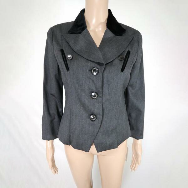 《89%OFF》アンナデコーレ Anna de colle ジャケット ウール100% サイズL(M~L) ダークグレー レディース LJK52