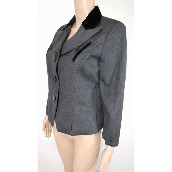 《89%OFF》アンナデコーレ Anna de colle ジャケット ウール100% サイズL(M～L) ダークグレー レディース LJK52