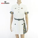 《お買い得》エムユースポーツ MU SPORTS ワンピース サンプル品 サイズ40(M) 訳あり ホワイト 半袖ワンピース 刺繍 ベルト付き ゴルフウェア ス...