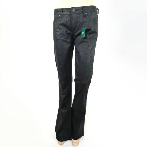 《90 OFF》ジェネティックデニム GENETIC DENIM コットン デニム レザー風 ブーツカット サイズ27(M )(W76) ブラック レディース LPT2123