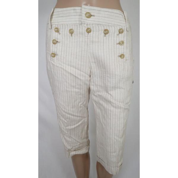 《90%OFF》カリカチュール caricature ハーフ パンツ ストライプ柄 レーヨン×リネン サイズ40(L)(W73) オフホワイト レディース LPT2519