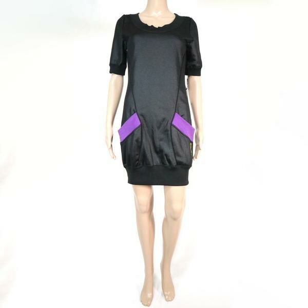 《90%OFF》アクシア AXIA 半袖 ワンピース 膝丈 サイズF(W76) ブラック レディース LSK1186