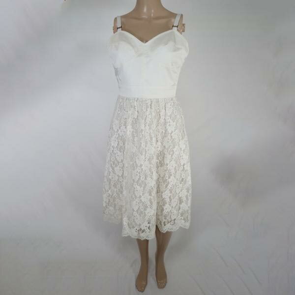 《お買い得》プリマクア Primaqua 日本製 ノースリーブ ワンピース ミディ丈 サイズ2(M)(W68) アイボリー レディース LSK821