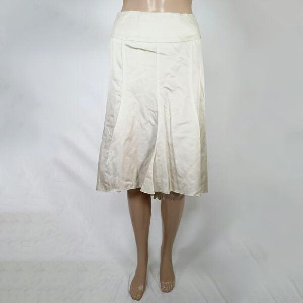 《90%OFF》ストラスブルゴ STRASBURGO Aライン スカート ミモレ丈 綿×シルク サイズ38(S～M)(W66) ライトベージュ レディース LSK889