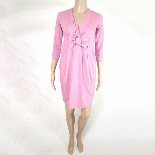 《90%OFF》ツインセット TWIN-SET イタリア製 七分袖 ワンピース ミニ丈 レーヨン サイズS(M) ラベンダー レディース LSK978