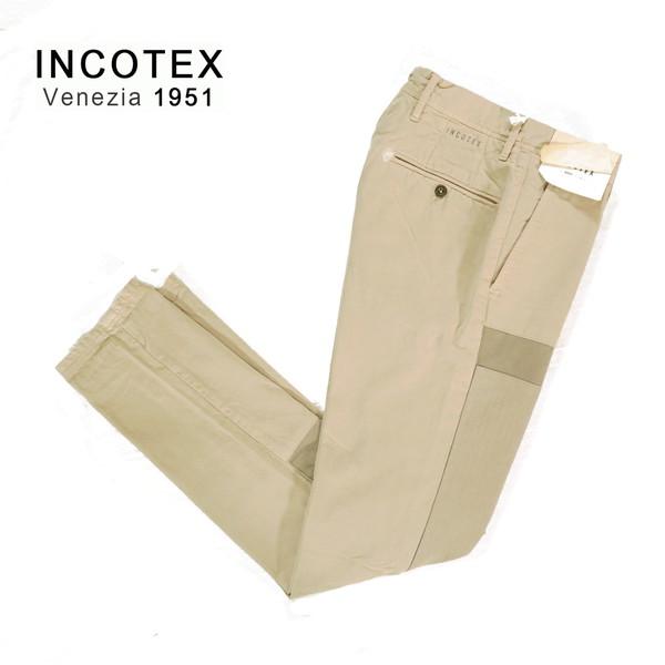 《59%OFF》インコテックス INCOTEX パンツ サイズ30(S)(W76) ベージュ コットン パッチワーク ワッペン付き メンズ MPN2765S