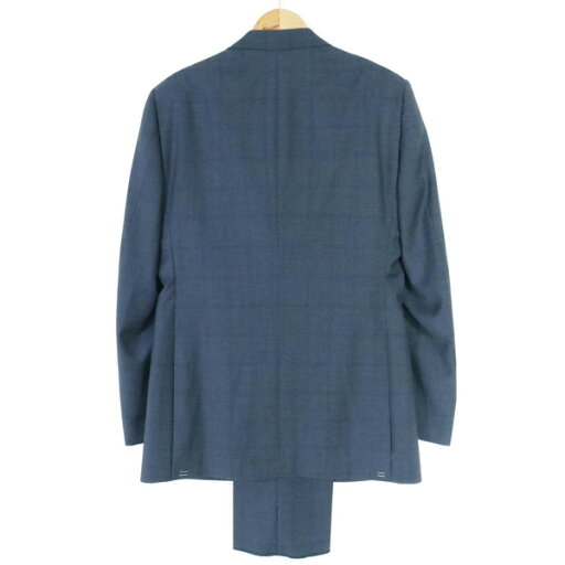 《お買い得》ティモシーエベレスト Timothy Everest スーツ サイズ42(LL、A8) ブルー2ボタン サイドベンツ ウール100% チェック柄 REDA生地 春夏 335A8158 メンズ MSU974