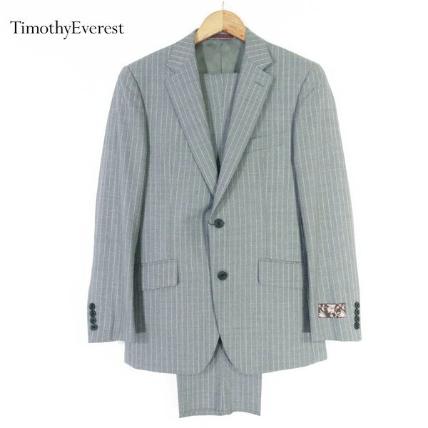 《お買い得》ティモシーエベレスト Timothy Everest スーツ サイズ36(M、A5) グレー2ボタン サイドベンツ ウール100% ストライプ柄 REDA生地 春夏 335A8168 メンズ MSU981