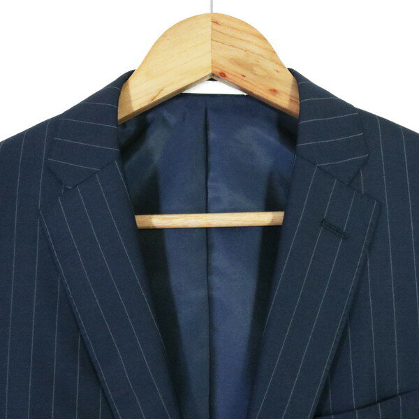 《お買い得》ティモシーエベレスト Timothy Everest スーツ サイズ34L(M、AB4) ネイビー2ボタン サイドベンツ ウール×ポリエステル ストライプ柄 春夏 335A8160 メンズ MSU982
