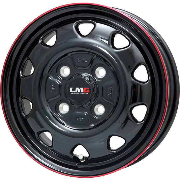 【新品 軽自動車】軽トラ 軽バン 夏タイヤ ホイール4本セット 145/80R12 グリップマックス インセプション A/TII RWL 80/78N(限定) レアマイスター LMG OFF-STYLE(グロスブラック/レッドリム) 12インチ(送料無料)