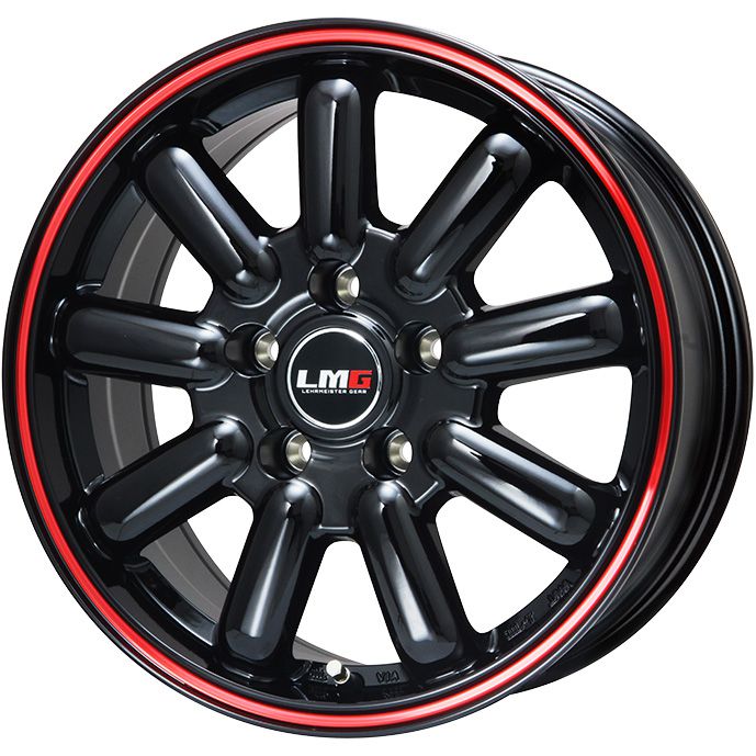 【新品国産5穴114.3車】 スタッドレスタイヤ ホイール4本セット 205/55R17 グリップマックス アイスX BSW ブラックサイドウォール(限定2023年製) レアマイスター LMG MOS-9(グロスブラック/レッドライン) 17インチ(送料無料)