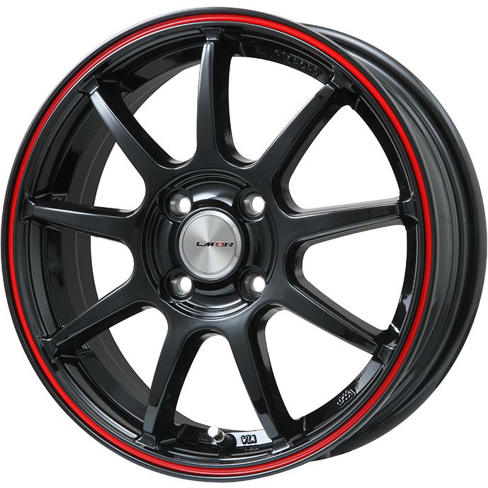 【新品国産4穴100車】 夏タイヤ ホイール4本セット 185/55R15 ミレバー ハーモニック MP270(限定) レアマイスター LMスポーツLM-QR グロスブラック/レッドライン 15インチ(送料無料)