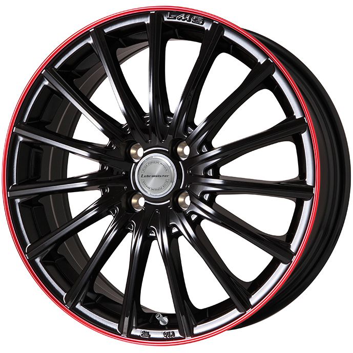 【新品国産4穴100車】 夏タイヤ ホイール4本セット 205/45R17 ヨコハマ アドバン フレバV701 レアマイスター LM-S FS15 (グロスブラック/レッドリム) 17インチ(送料無料)