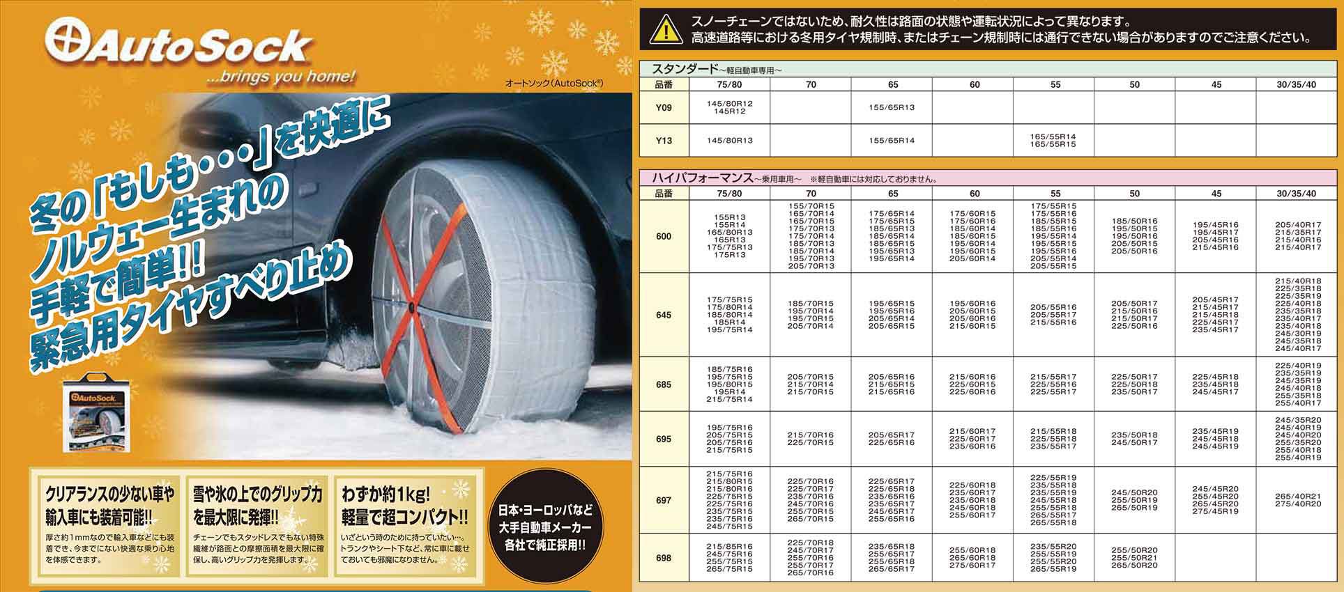 オートソック ASKY13 非金属タイヤチェーン 雪道楽 送料無料 一部地域除く 