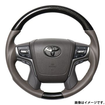 【特価販売中】送料無料 ステップワゴン RK1/2/3/4/5 2009/10〜2015/04（平成21年10月〜平成27年04月） ハイグレード ウッド＆レザーステアリング ピアノブラック×ダークグレーレザー ガングリップ ステアリング LUNA ルナ ハンドル