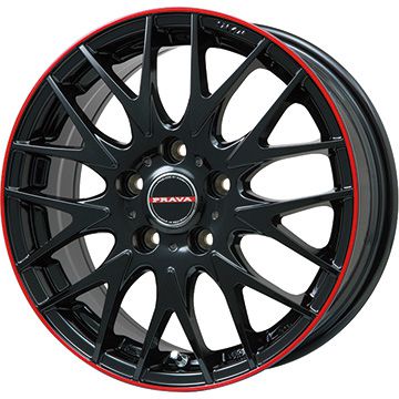 【新品国産4穴100車】 スタッドレスタイヤ ホイール4本セット 195/55R16 グリップマックス アイスX BSW ブラックサイドウォール(限定) ビッグウエイ レイシーン プラバ9MJrII グロスブラック/レッドリム 6.5J 16インチ(送料無料)