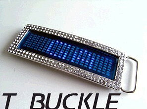 話題のアイテム！LEDベルトバックル　ブルー（ラインストーン入）