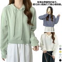 フード付き 短め 長袖パーカー カジュアル パーカー tシャツ 薄手 春 無地 プルオーバーパーカー トップス きれいめ レディース