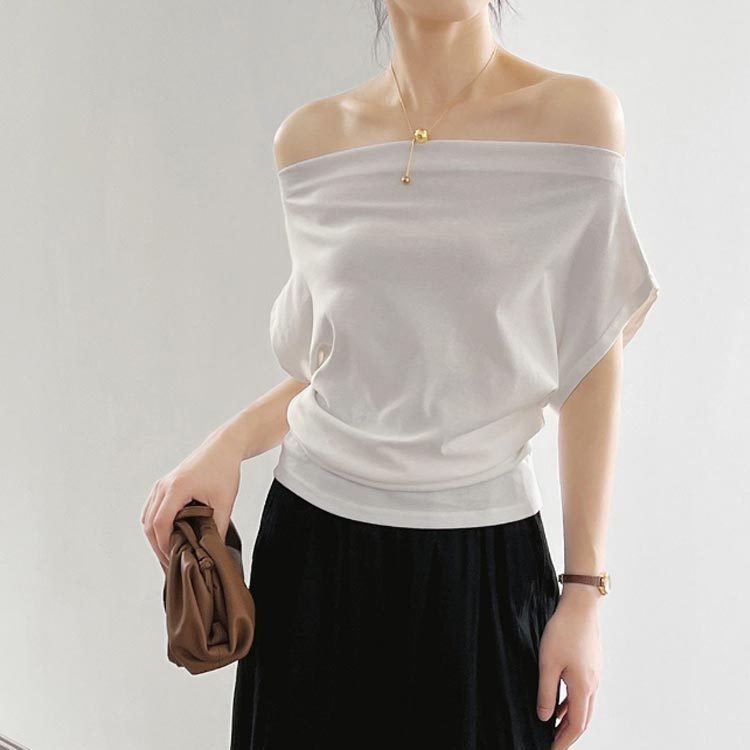 レディース 肌見せ Tシャツ ボートネック 半袖 カットソー オフショルダー 2way オ...