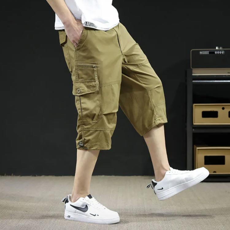 ウェストゴム ハーフパンツ 7分丈 作業服 クロップドパンツ メンズ カーゴパンツ ...