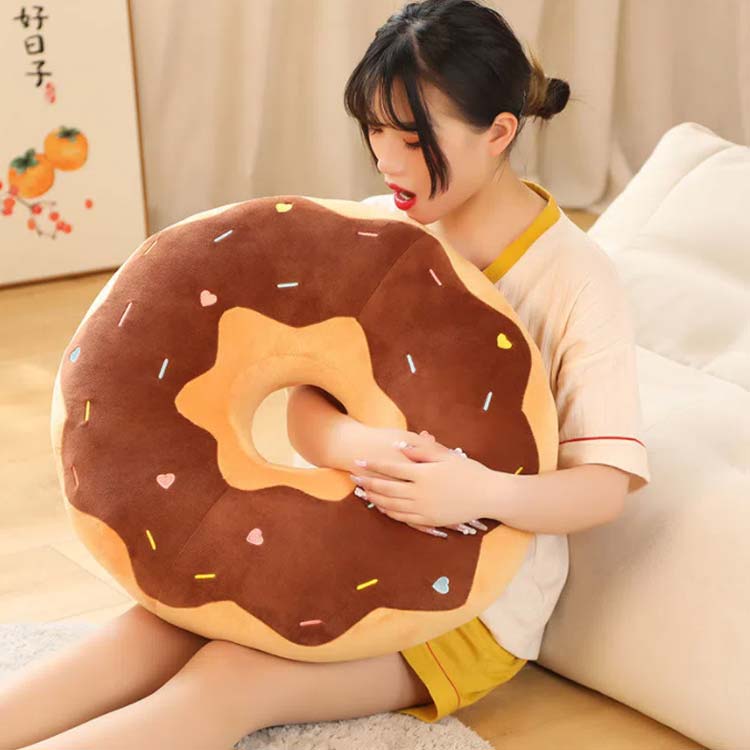一人暮らし クッション 円形 柔らかい 背もたれ 丸座布団 背当てクッション ドーナツ おしゃれ 座布団 綿入れ 部屋飾り 抱き枕 プレゼント 疲れない ギフト [2]