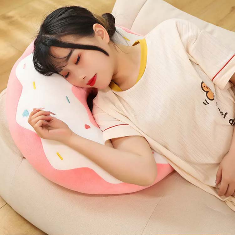 一人暮らし クッション 円形 柔らかい 背もたれ 丸座布団 背当てクッション ドーナツ おしゃれ 座布団 綿入れ 部屋飾り 抱き枕 プレゼント 疲れない ギフト [3]