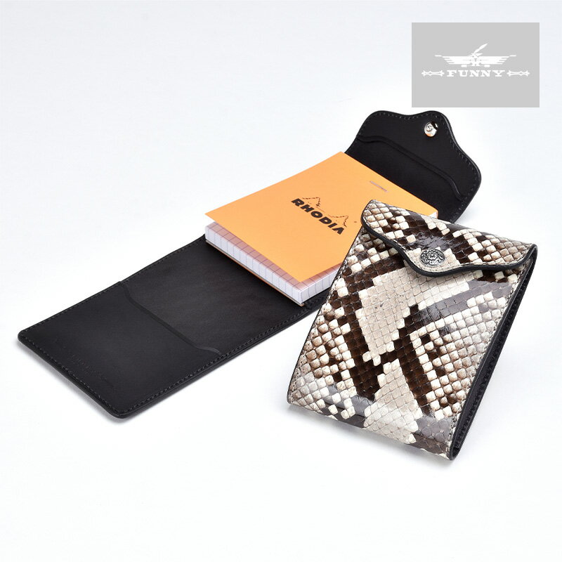 【FUNNY公式ストア】 エム・パッド ダイヤモンドパイソン メモ メモカバー メモパッド 本革 牛革 蛇皮 ヘビ皮 シンプル 大容量 ギフト 誕生日プレゼント...