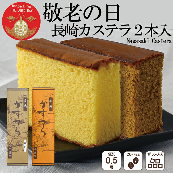＼早割！！ 敬老の日 ／ 送料無料 はちみつ コーヒー カステラ 0.5号 2本入 ザラメ入り やわらかい ふわふわ スイーツ 敬老の日 人気 ギフト プレゼント お菓子 ギフト お土産 長崎カステラ 長崎 九州 雲仙 スイーツ 焼き菓子 かすてら お取り寄せ 贈り物