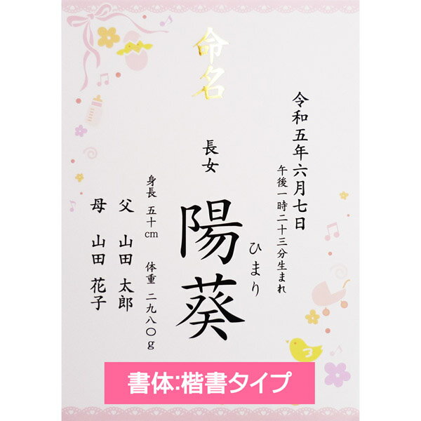 命名書 女の子用 アクリルフレーム 名入れ オーダー お祝い 記念 出産 ベビー 赤ちゃん 新生児 名付け祝い お七夜 孫 人気 プレゼント 出産祝い ピンク A4サイズ