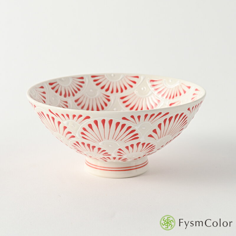 【波佐見焼】扇(sen)平鉢／平茶碗／大｜赤・Red・レッド｜φ13.5×H6.5cm／160g《税込3,980円以上で送料無料》