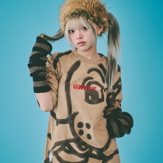 楽天GALFY公式 楽天市場店GALFY OFFICIAL 【デッカわんちゃん Tee】 ガルフィー ヤンキー オシャレ おしゃれ かわいい かっこいい メンズ レディース 男女兼用 ユニセックス 黒 薄茶 紫 ブラック ベージュ パープル 142053