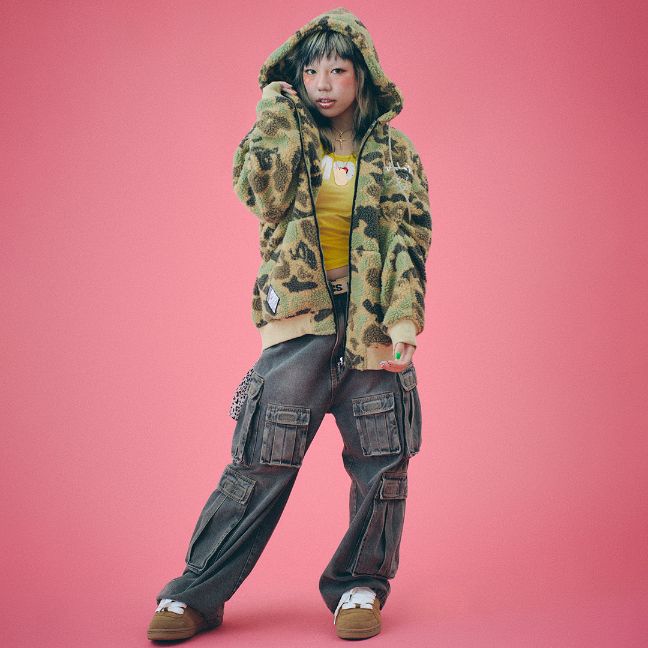 GALFY OFFICIAL 【ガルフィーカモボアパーカー】 ガルフィー ヤンキー オシャレ おしゃれ かわいい かっこいい メンズ レディース 男女兼用 ユニセックス 黒 桃 緑 ブラック ピンク ベージュ 143016
