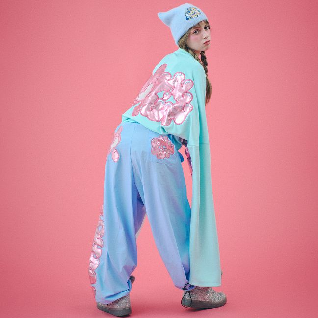 GALFY OFFICIAL 【ピッカピカのゆるゆるパンツ】 ガルフィー ヤンキー オシャレ おしゃれ かわいい かっこいい メンズ レディース 男女兼用 ユニセックス 黒 青 紫 ブラック サックスブルー パープル 143021