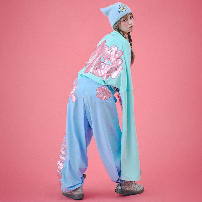 楽天GALFY公式 楽天市場店GALFY OFFICIAL 【ピッカピカの大萌袖ロンT】 ガルフィー ヤンキー オシャレ おしゃれ かわいい かっこいい メンズ レディース 男女兼用 ユニセックス 黒 青 紫 ブラック サックスブルー パープル 143022