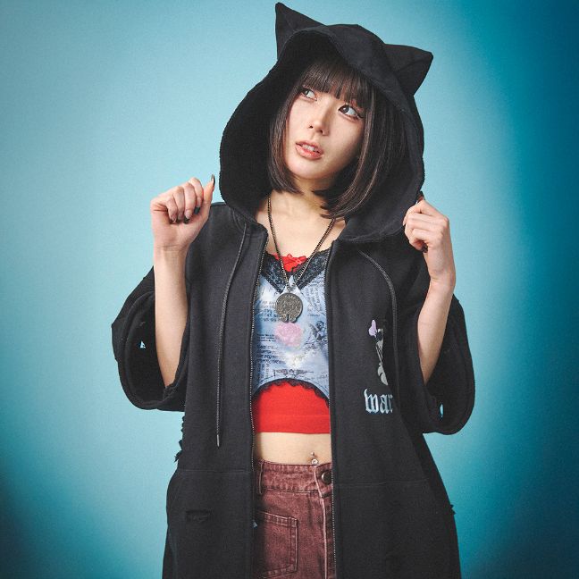 楽天GALFY公式 楽天市場店GALFY OFFICIAL 【病みに染まりし反戦半パーカー】 ガルフィー ヤンキー オシャレ おしゃれ かわいい かっこいい メンズ レディース 男女兼用 ユニセックス 152024